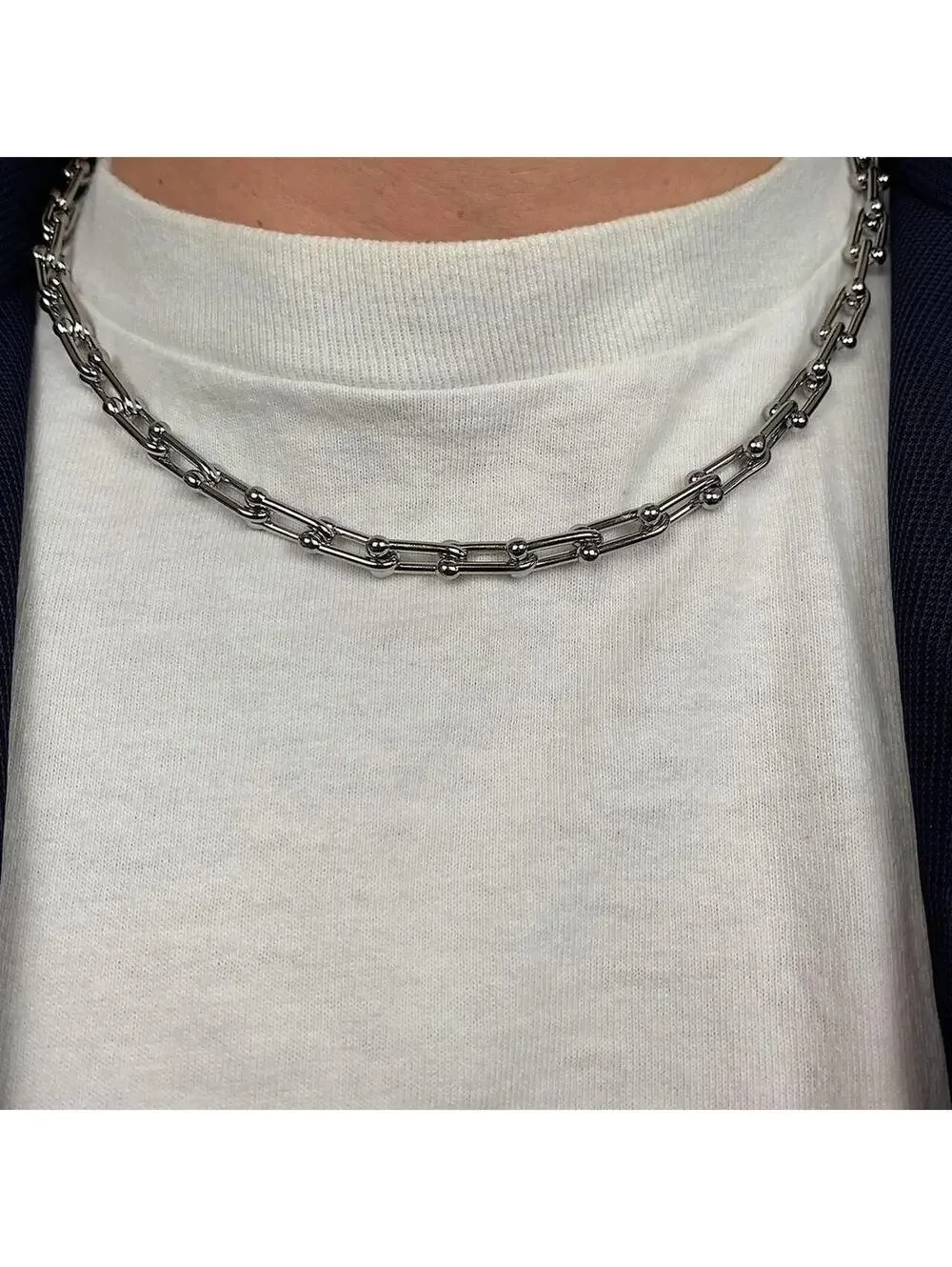 Vintage Y2K atyle U Link Shape Silver Chain. Stainless steel high quality! 20